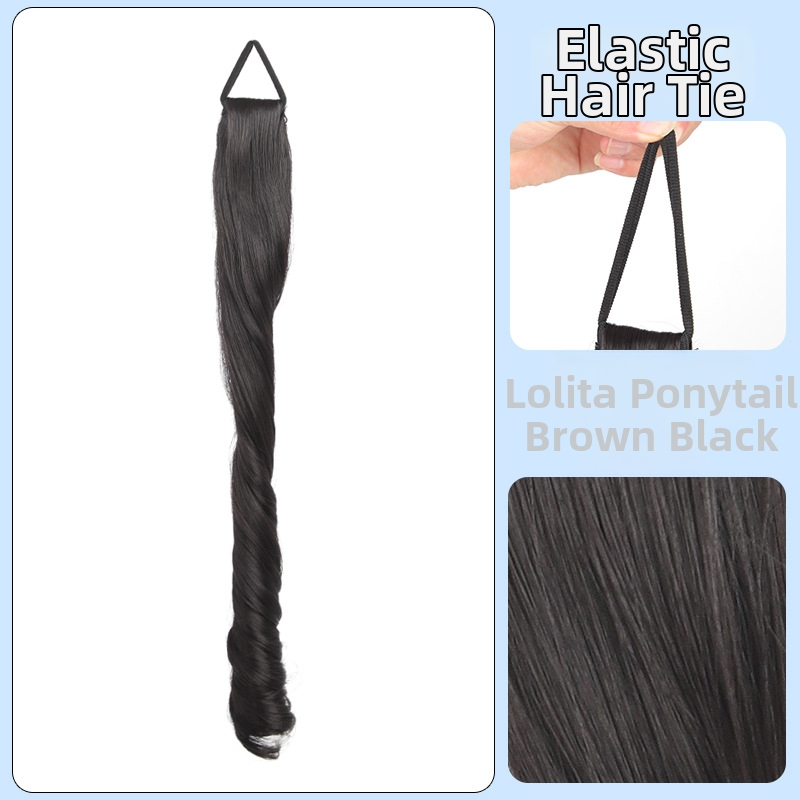 Parochňa s copom: dvojitý cop, rímske kučery, vysokotepelná hodvábna látka, mechanické spracovanie, nie je možné farbiť