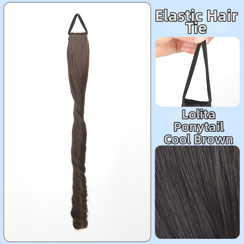 Parochňa s copom: dvojitý cop, rímske kučery, vysokotepelná hodvábna látka, mechanické spracovanie, nie je možné farbiť