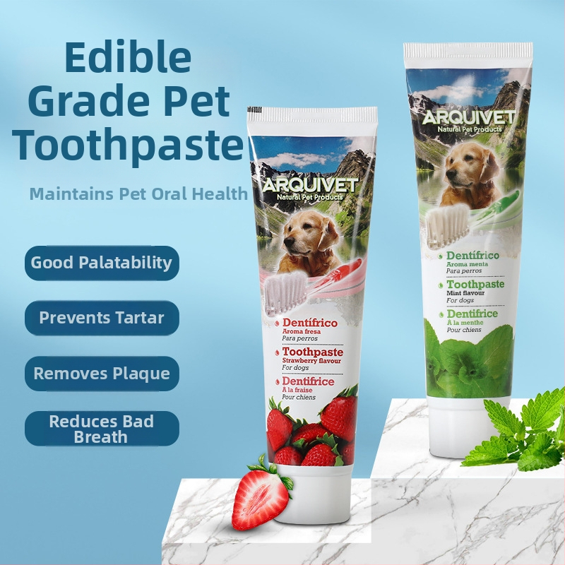 ARQUIVET suņu un mājdzīvnieku zobu pastas un zobu sukas komplekts – smaganu kopšana, svaigs elpa, traipu noņemšana, zobu kalku noņemšana (ARQUIVET; Fresh breath; Gum care; Remove stains; Remove calculus)