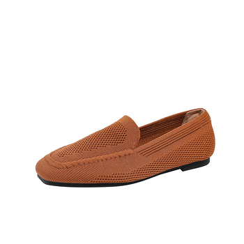 Női kötött loaferek, négyszögletes orrú, poliészter felsőrész, slip-on, gumírozott talp