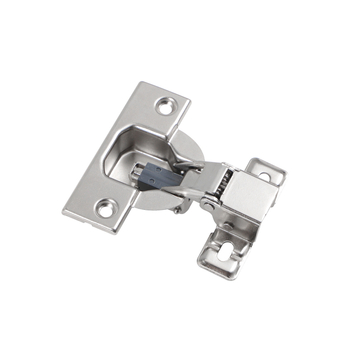 Szekrényajtó pánt ultra-rövid karú, kétfázisú erő- és csillapító mechanizmussal, keskeny oldalsó panelhez, vasból nikkelezett felülettel