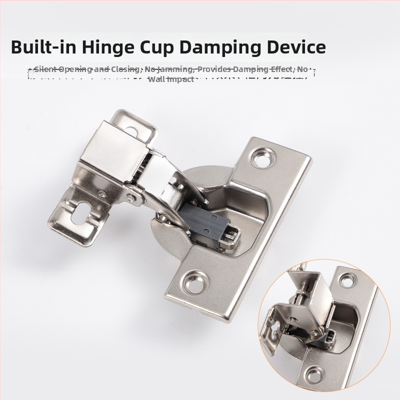 Dvivėjinė jėgos vyrių su itin trumpu ranka, amortizatoriumi, skirtus siauriems šoniniams paneliams, nikeliuotos geležies danga