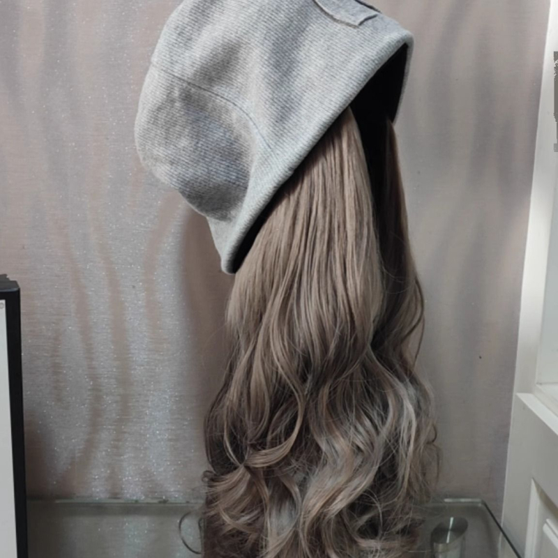 Parūka Stacked Hat Aoki sievietēm, Proteīna zīda materiāls, garas cirtas, dabisks stils