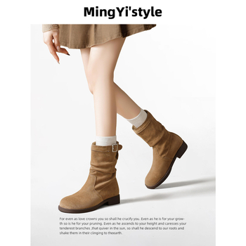 Naistele moekad saapad paksu kontsaga, retro stiil, mikrofiiber ülemine, kummist talla