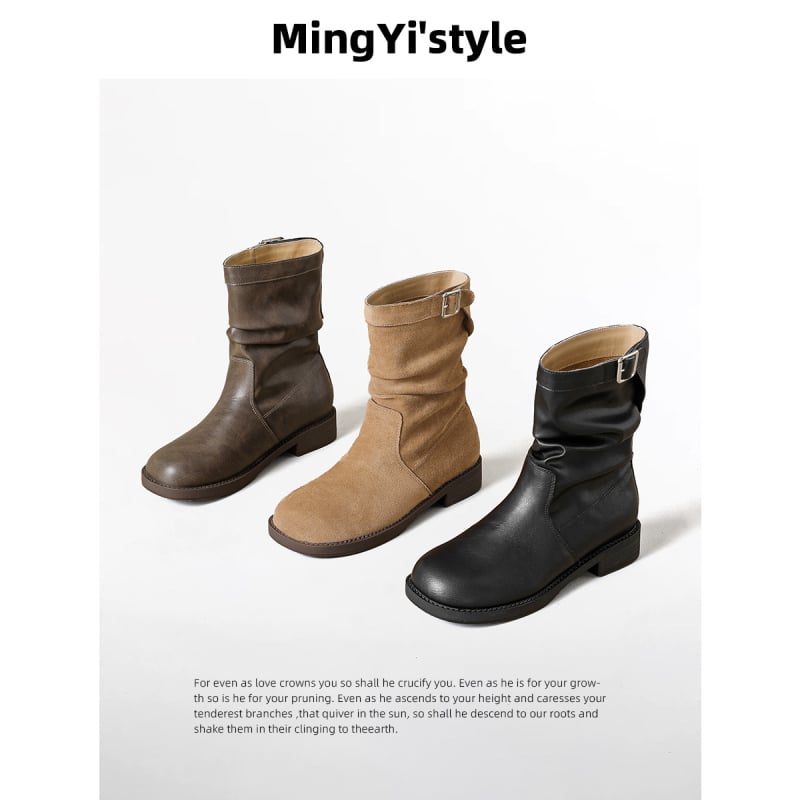 Naistele moekad saapad paksu kontsaga, retro stiil, mikrofiiber ülemine, kummist talla