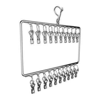 Ανοξείδωτη κρεμάστρα με πολλαπλά κλιπ για μπαλκόνι στέγνωμα – ρούχα, παντελόνια και γραβάτες, με δυνατότητα προσαρμογής