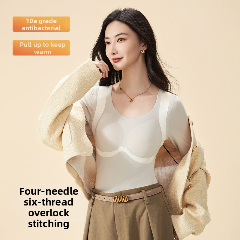 Lyocellové tričko ako základná vrstva s fleecovou podšívkou, dvojvrstvové teplo, U-krk, dlhé rukávy, účinok zoštíhlenia