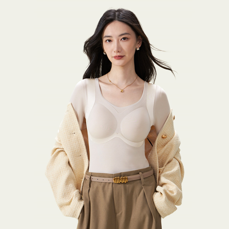 Lyocellové tričko ako základná vrstva s fleecovou podšívkou, dvojvrstvové teplo, U-krk, dlhé rukávy, účinok zoštíhlenia