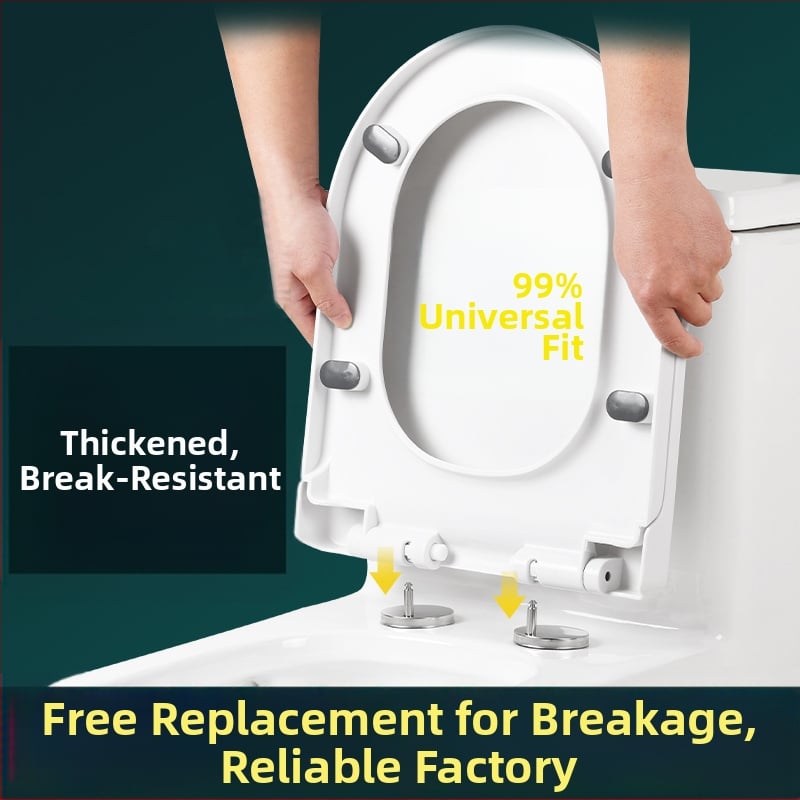 Kryt na WC, zosilnený, odolný voči prasknutiu, pomalé zatváranie, tvaru U alebo V, PP materiál, nastaviteľná vzdialenosť otvorov 13–17 mm.