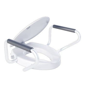 Chytrý veko na toaletu s nastaviteľnou výškou, vyhrievacím pásom a madlom; polstrované sedadlo, PP+ABS materiál, rozstup otvorov 134–186 mm; štýl: štandardný, moderný minimalistický