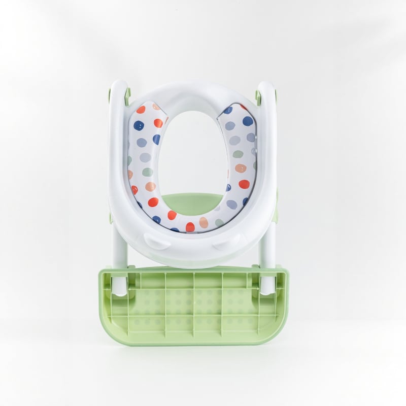 Детска тоалетна седалка със стъпаловиден дизайн, сгъваем рафт и калъф за подложка — полипропилен
