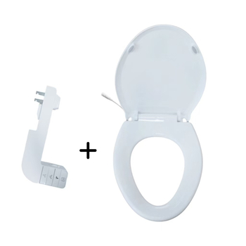 WC sedačka s integrovaným ABS čističom na zadok a čistenie tela, PP+ABS, jedným klikom rýchle demontáž, polstrovaná, vzdialenosť otvorov 134–186 mm, model S015-J027-01