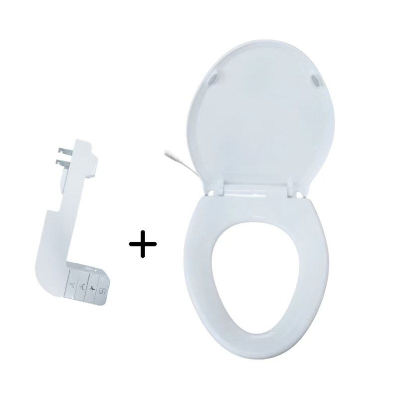 WC sedačka s integrovaným ABS čističom na zadok a čistenie tela, PP+ABS, jedným klikom rýchle demontáž, polstrovaná, vzdialenosť otvorov 134–186 mm, model S015-J027-01