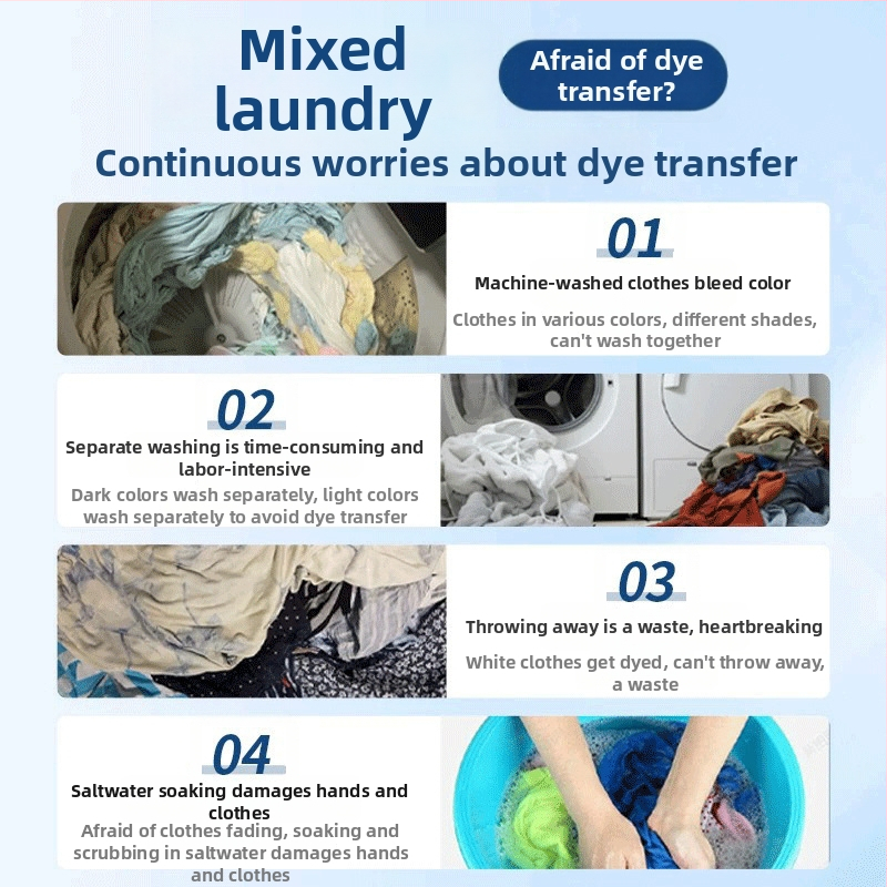 Krāsu uzsūkšanas veļas loksne – novērš krāsu pārvietošanos, piemērota kombinētai mazgāšanai, piemērota dažādiem audumiem; Zīmols: Own Brand