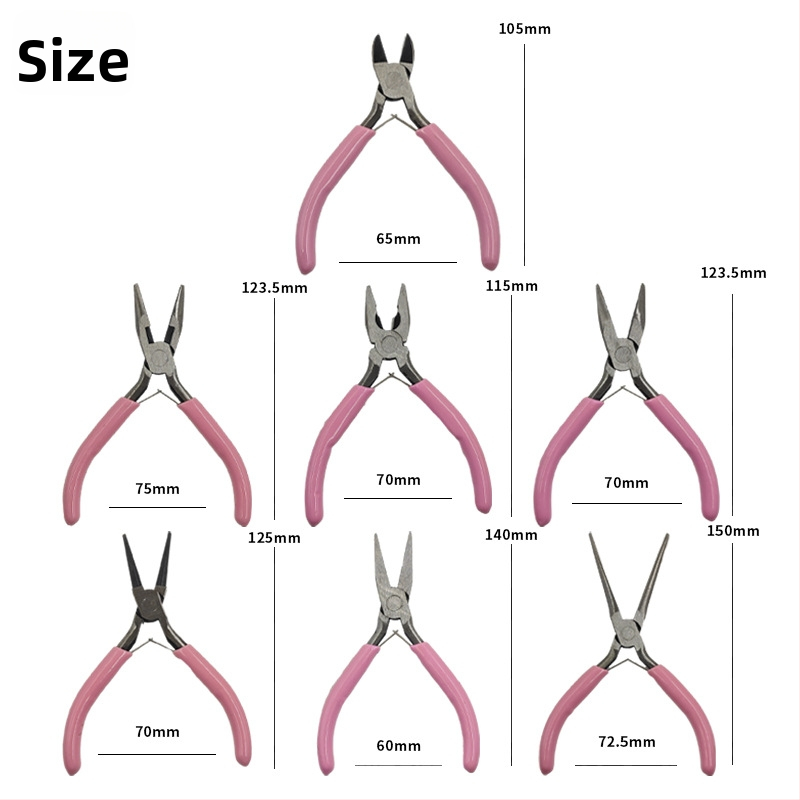Set na šperky kleští: viacúčelové kliešte s ihlovým nosom, kruhovým nosom a diagonálnym nosom; oceľ s vysokým obsahom uhlíka; na odstraňovanie izolácie zo drôtu