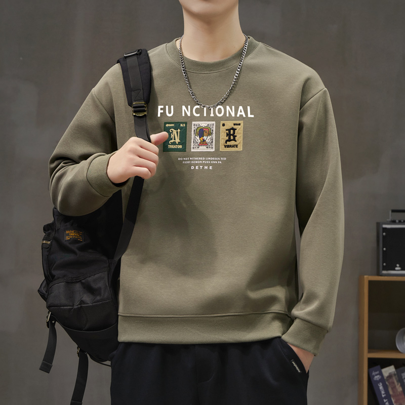 Pánska bavlnená mikina s výšivkou a zvieracím vzorom, voľný strih, dlhé rukávy, okrúhly výstrih