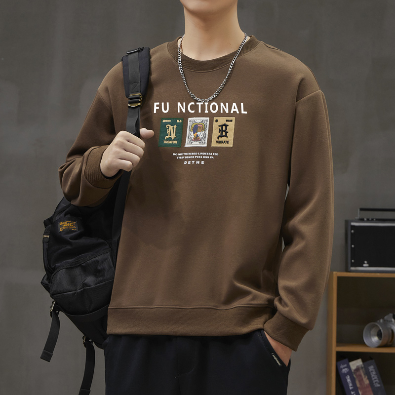 Pánska bavlnená mikina s výšivkou a zvieracím vzorom, voľný strih, dlhé rukávy, okrúhly výstrih