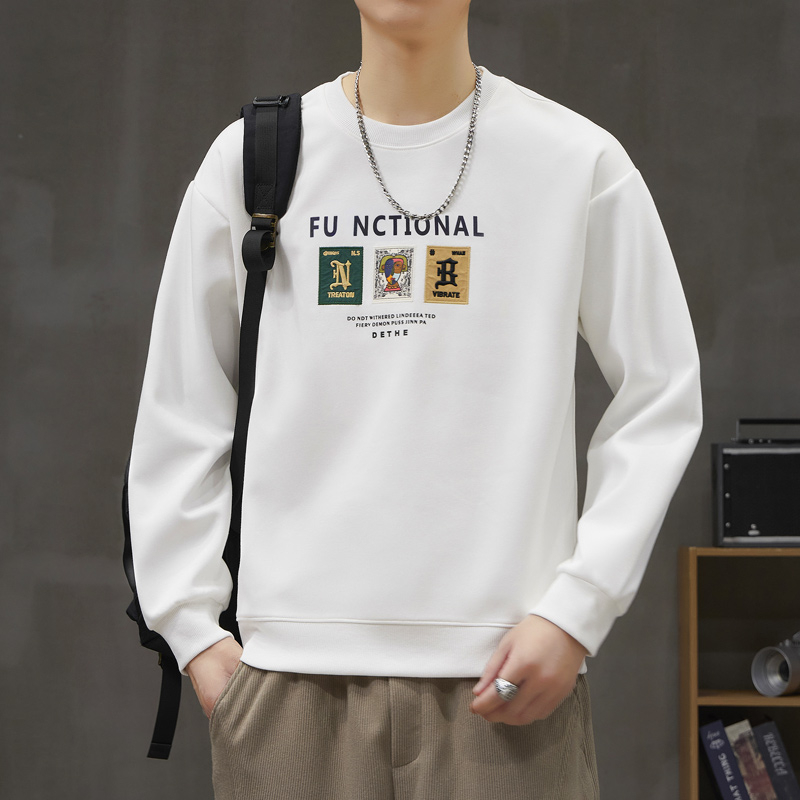 Pánska bavlnená mikina s výšivkou a zvieracím vzorom, voľný strih, dlhé rukávy, okrúhly výstrih