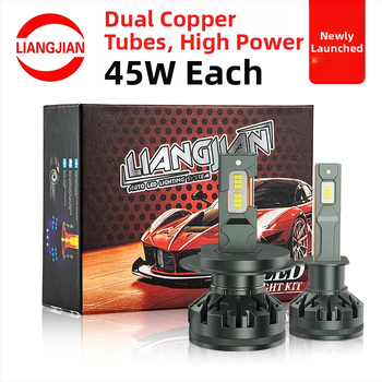 LED автомобилен фар за кола с двойна медна тръба, 100W, чип 3570, IP68, 9-36V, 7000 lm, алуминиев корпус, живот 50000 ч