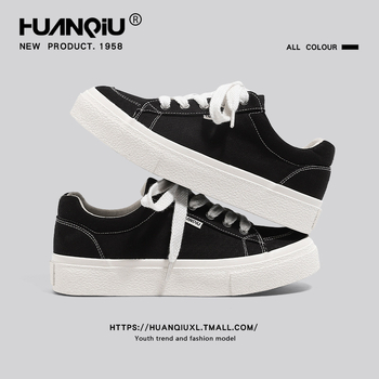 Unisex tenisky z plátna s hrubou podrážkou, kórejský štýl, bežné nosenie, stredná päta 3–5 cm, gumová podrážka