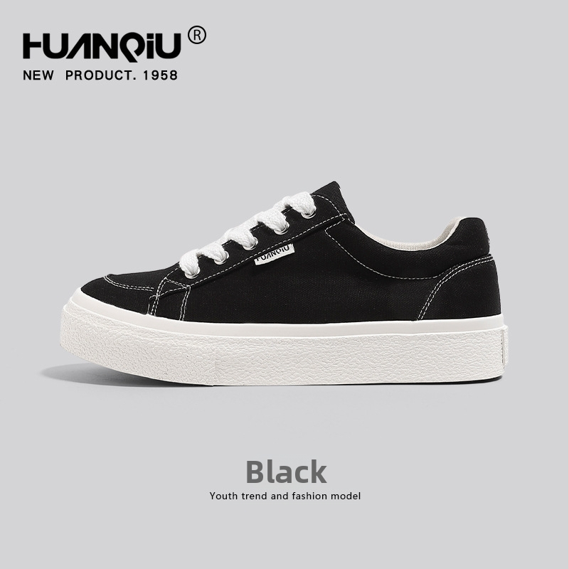 Unisex tenisky z plátna s hrubou podrážkou, kórejský štýl, bežné nosenie, stredná päta 3–5 cm, gumová podrážka