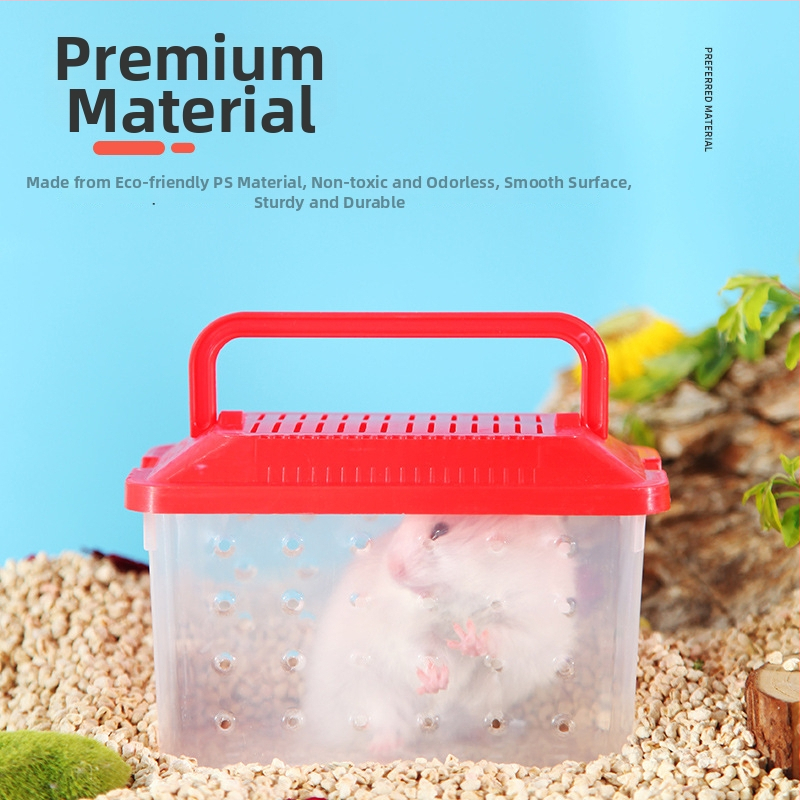 Skaidra transporta kaste hamstriem — izturīgs plastmasas materiāls, zīmols Ha whale bear, mājdzīvnieku ligzdiņa