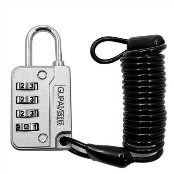 Mechanická zámka prilby pre bicykel, model 8092b, kovová konštrukcia, hrúbka ramena 3,7 mm, rozstup 16 mm