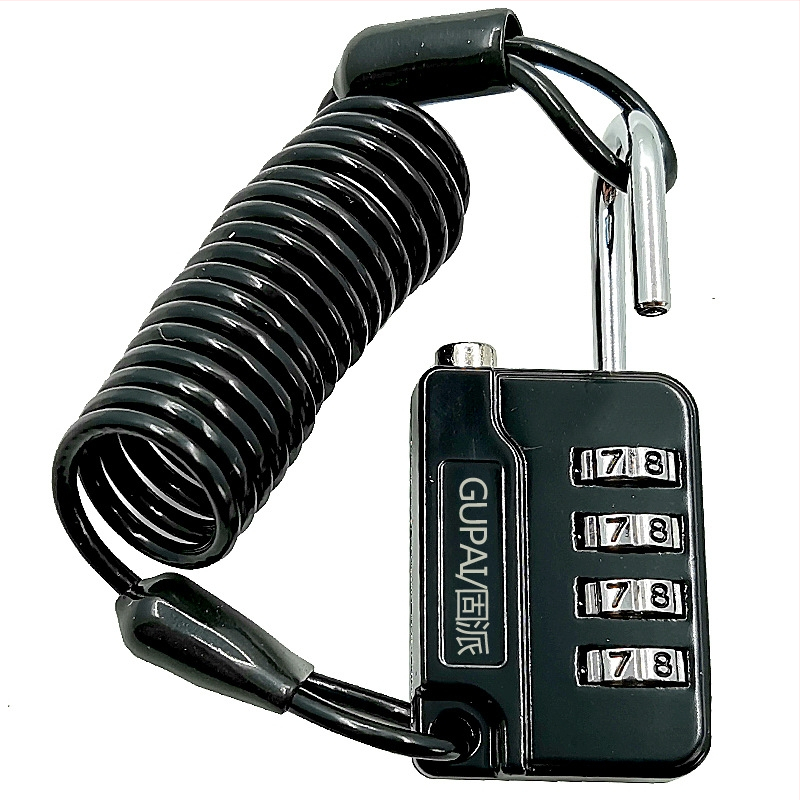 Mechanická zámka prilby pre bicykel, model 8092b, kovová konštrukcia, hrúbka ramena 3,7 mm, rozstup 16 mm