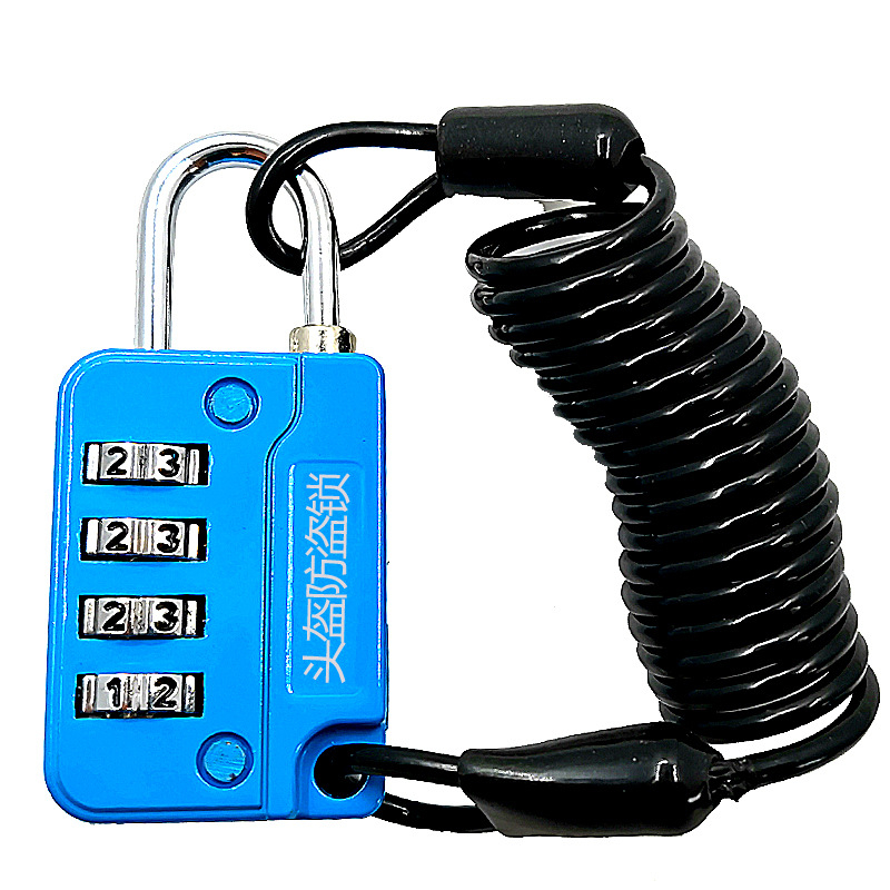 Mechanická zámka prilby pre bicykel, model 8092b, kovová konštrukcia, hrúbka ramena 3,7 mm, rozstup 16 mm