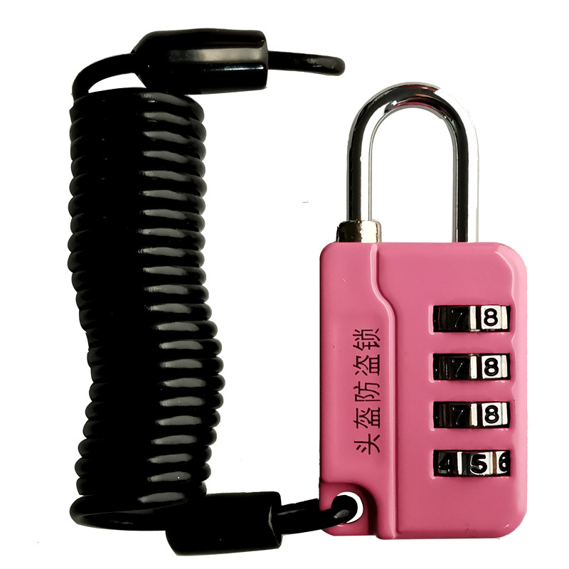 Mechanická zámka prilby pre bicykel, model 8092b, kovová konštrukcia, hrúbka ramena 3,7 mm, rozstup 16 mm