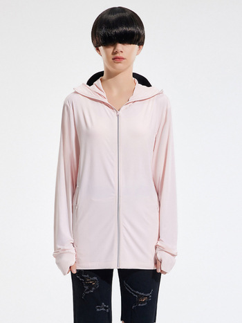 Слънцезащитно качулково яке UPF50+, бързосъхнещо, дишащо, ултралеко плат (180 g сурова прежда, 88% найлон, 12% спандекс)