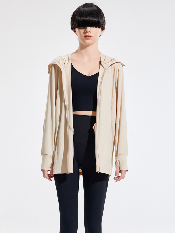 Слънцезащитно качулково яке UPF50+, бързосъхнещо, дишащо, ултралеко плат (180 g сурова прежда, 88% найлон, 12% спандекс)