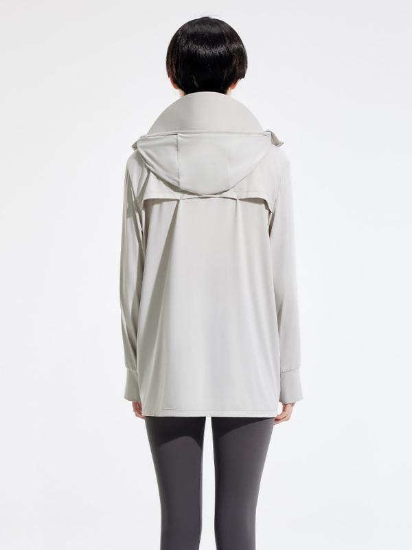 Слънцезащитно качулково яке UPF50+, бързосъхнещо, дишащо, ултралеко плат (180 g сурова прежда, 88% найлон, 12% спандекс)