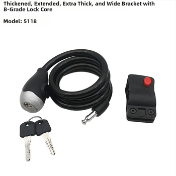 WJCY Zámok s oceľovým káblom pre bicykle a motocykle – typ pevného kruhu, na kľúč, kovová konštrukcia