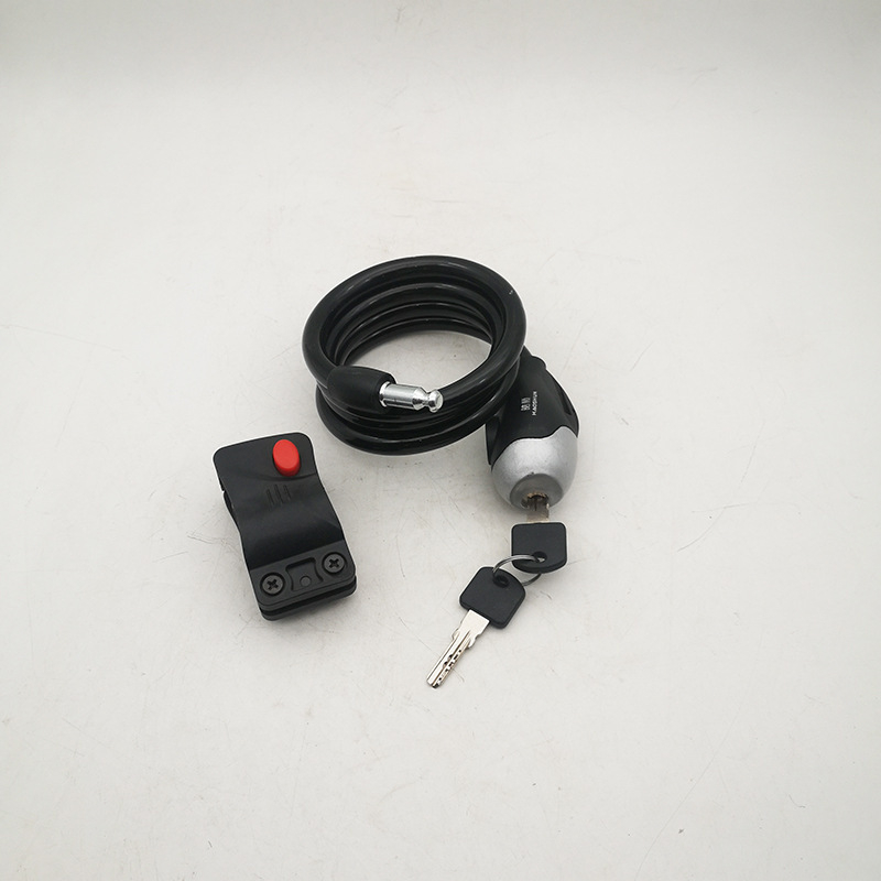 WJCY Plieno kabelio spyna dviračiams ir motocikliams – fiksuoto žiedo tipo, su raktu, metalo konstrukcija