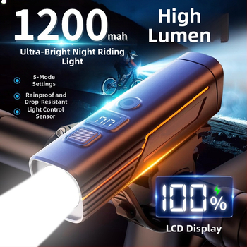 Jalgrattavalgustite komplekt: eesvalgus tugeva võimsusega öiseks sõitmiseks, taga tuli, USB-C, 1200mAh, kiire vabastamine, mudel F998M6TH968S9M