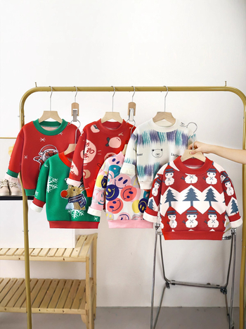 Детски плетен пуловер - универсален стил, топъл и дебел, дълъг ръкав, кръгла яка, 100% полиестер