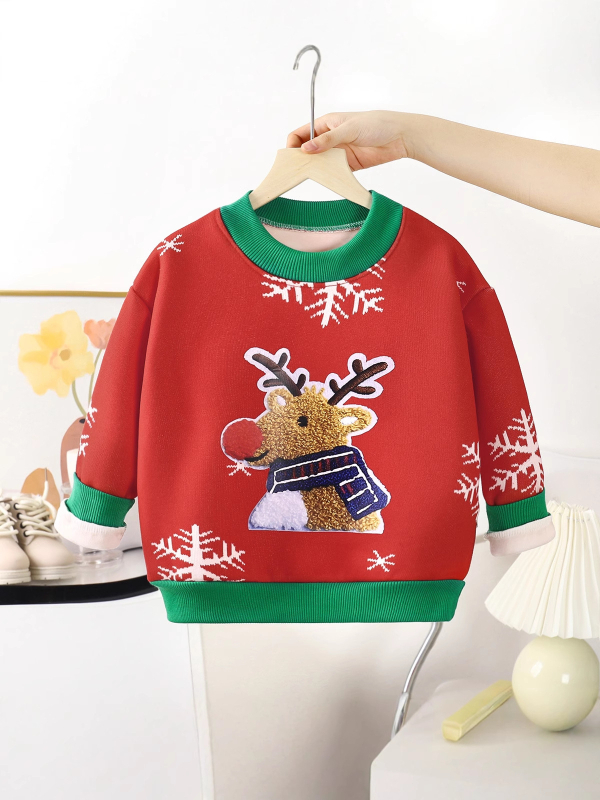 Gyermekeknek szóló kötött pulóver - sokoldalú, meleg és vastag, hosszú ujjú, kerek nyakú, 100% poliészter