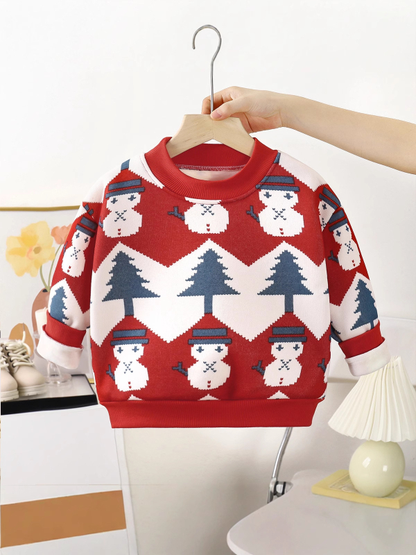 Gyermekeknek szóló kötött pulóver - sokoldalú, meleg és vastag, hosszú ujjú, kerek nyakú, 100% poliészter