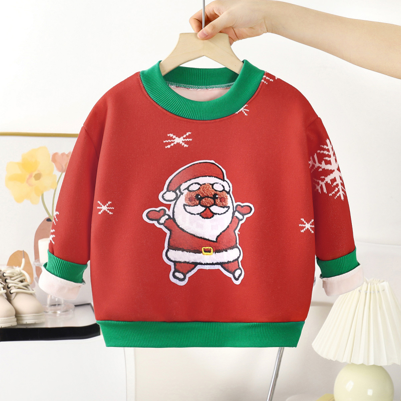 Детски плетен пуловер - универсален стил, топъл и дебел, дълъг ръкав, кръгла яка, 100% полиестер