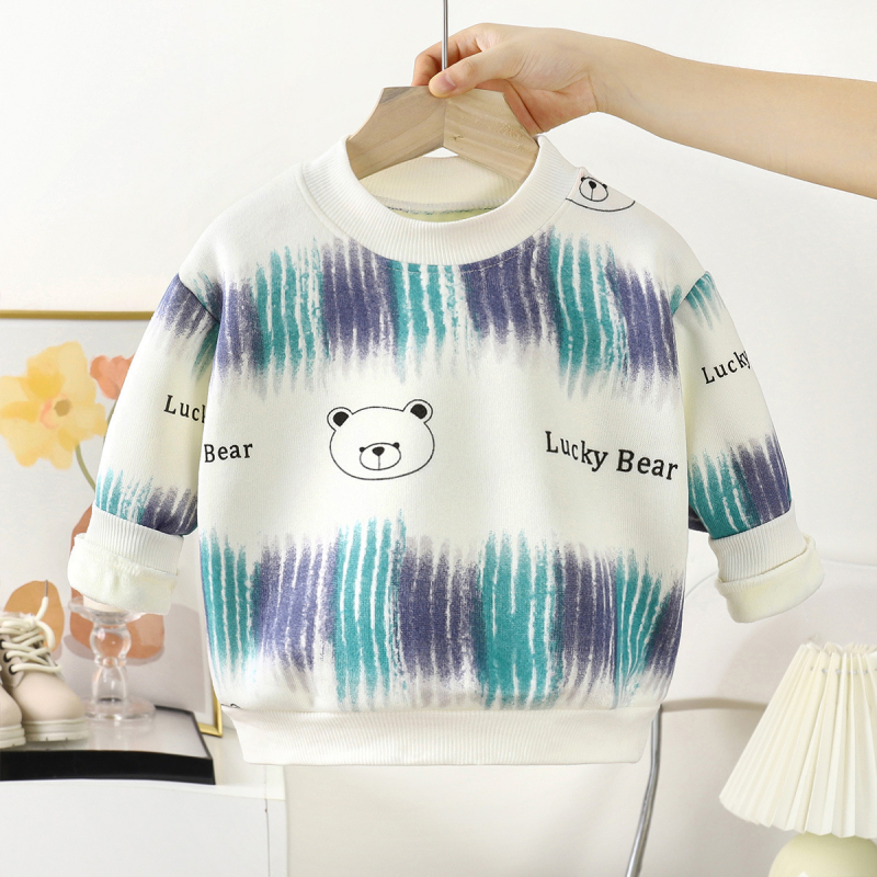 Детски плетен пуловер - универсален стил, топъл и дебел, дълъг ръкав, кръгла яка, 100% полиестер