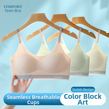 Tréningová podprsenka pre dievčatá vo veku 12–15 rokov, nylon, 3/4 košík, formovaný košík bavlna, pevné dvojité ramienka