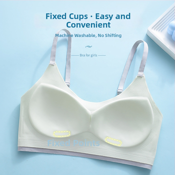 Tréningová podprsenka pre dievčatá vo veku 12–15 rokov, nylon, 3/4 košík, formovaný košík bavlna, pevné dvojité ramienka