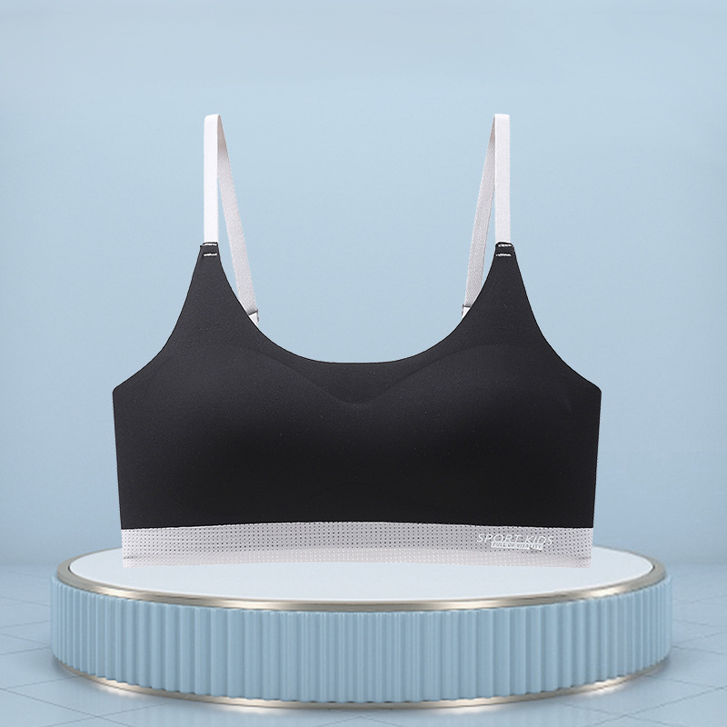 Tréningová podprsenka pre dievčatá vo veku 12–15 rokov, nylon, 3/4 košík, formovaný košík bavlna, pevné dvojité ramienka