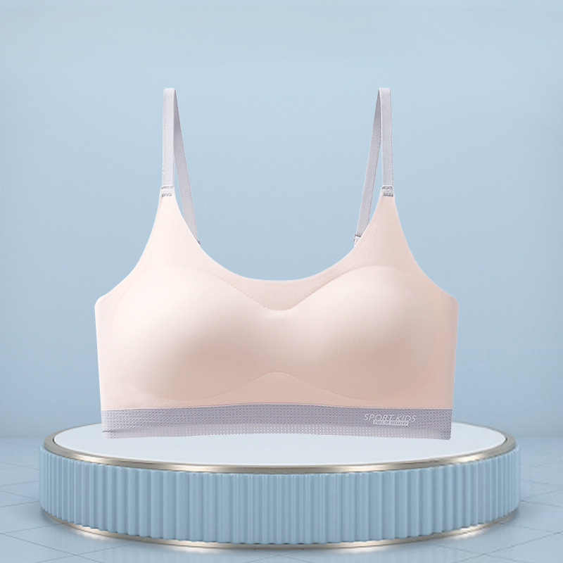 Tréningová podprsenka pre dievčatá vo veku 12–15 rokov, nylon, 3/4 košík, formovaný košík bavlna, pevné dvojité ramienka