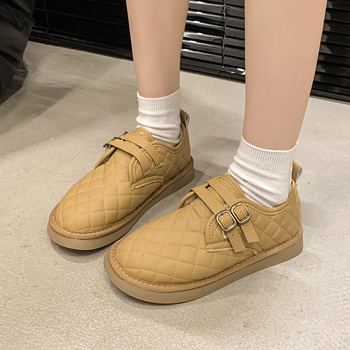 Γυναικεία βαμβακερά παπούτσια με φλίς επένδυση, χαμηλό άνω μέρος PU, καουτσούκ σόλα, φθινοπωρινό/χειμερινό 2025