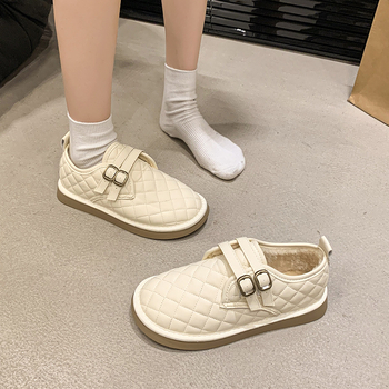 Γυναικεία βαμβακερά παπούτσια με φλίς επένδυση, χαμηλό άνω μέρος PU, καουτσούκ σόλα, φθινοπωρινό/χειμερινό 2025