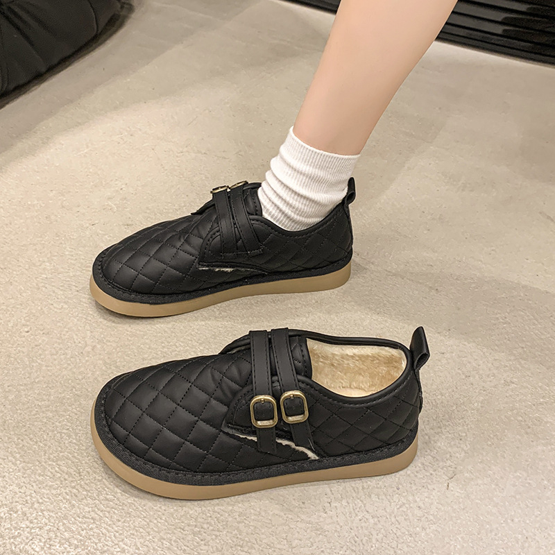 Γυναικεία βαμβακερά παπούτσια με φλίς επένδυση, χαμηλό άνω μέρος PU, καουτσούκ σόλα, φθινοπωρινό/χειμερινό 2025
