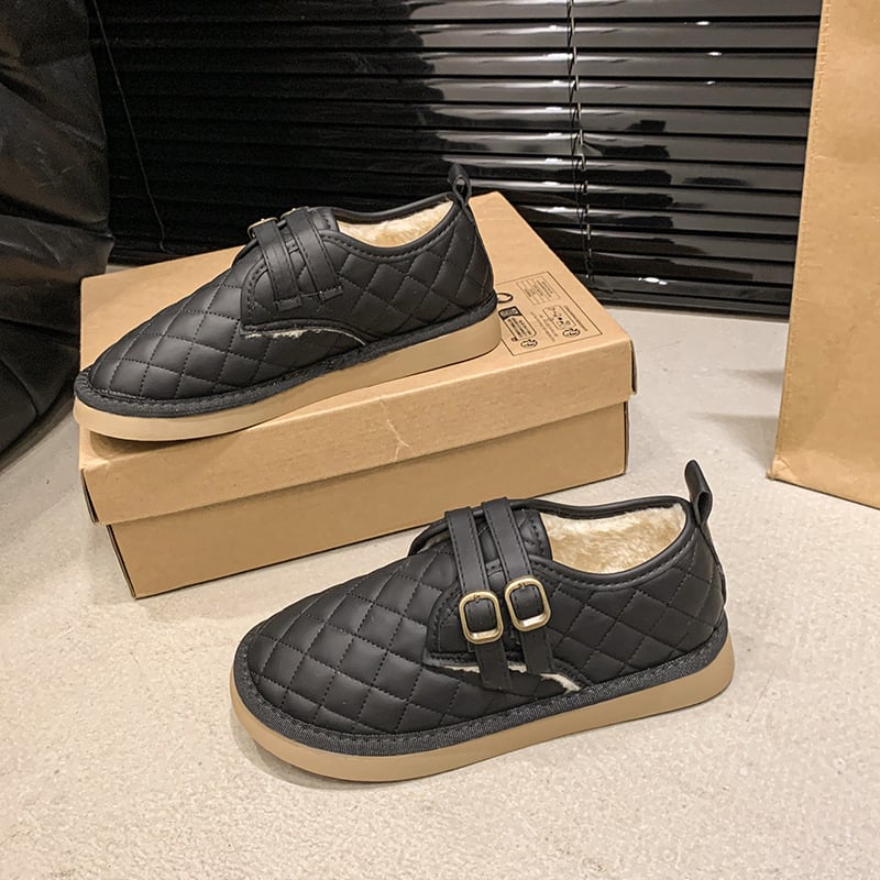 Γυναικεία βαμβακερά παπούτσια με φλίς επένδυση, χαμηλό άνω μέρος PU, καουτσούκ σόλα, φθινοπωρινό/χειμερινό 2025