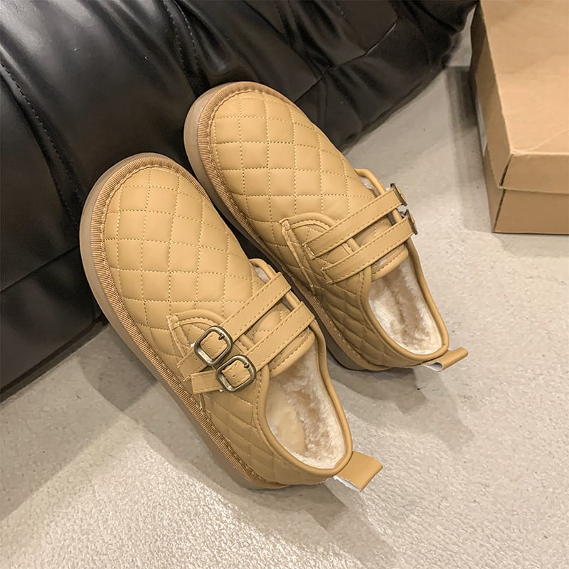 Γυναικεία βαμβακερά παπούτσια με φλίς επένδυση, χαμηλό άνω μέρος PU, καουτσούκ σόλα, φθινοπωρινό/χειμερινό 2025